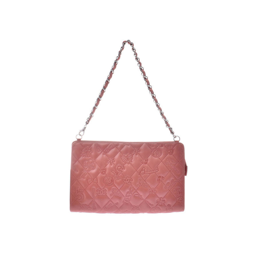 Chanel Icon Chain Shoulder Bag Pink Leather